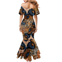 African Ankara Motifs Mixed Animal Skins Mermaid Dress - Wonder Print Shop