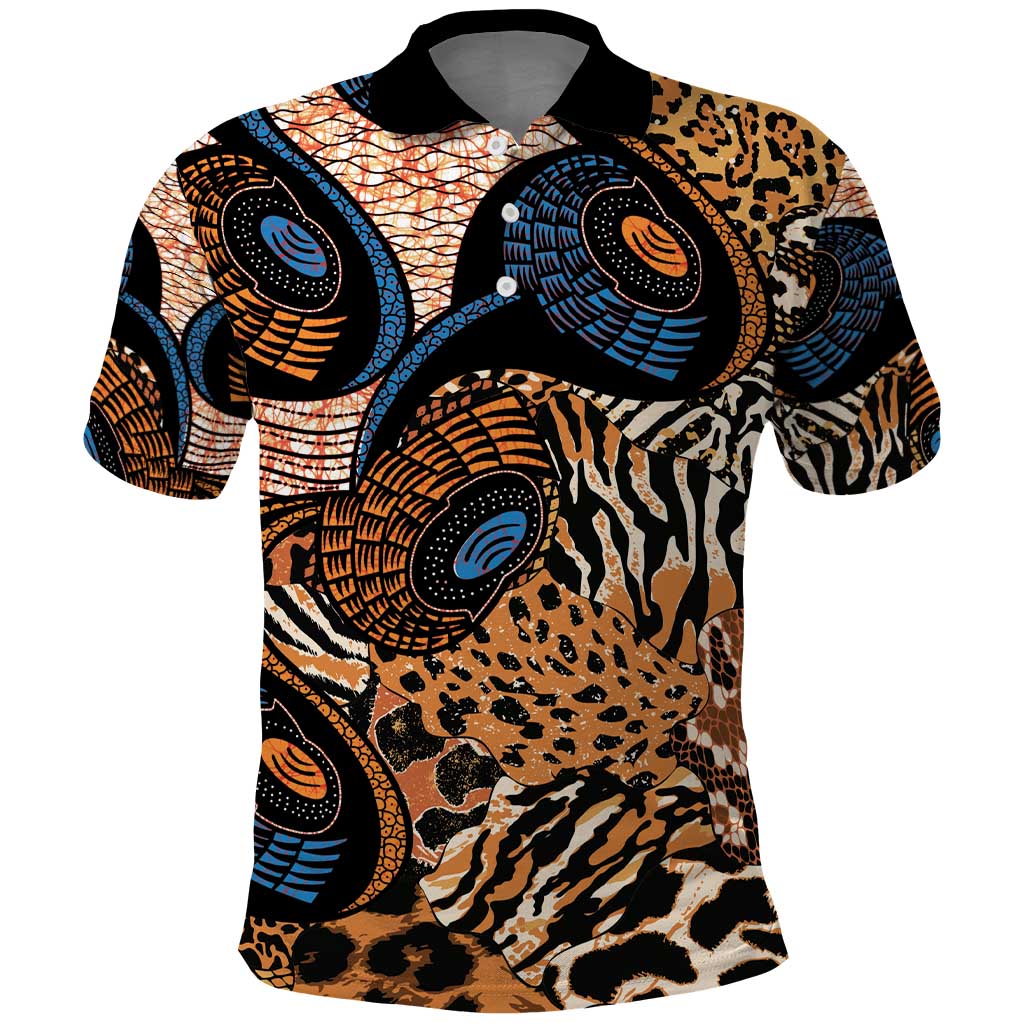 African Ankara Motifs Mixed Animal Skins Polo Shirt - Wonder Print Shop