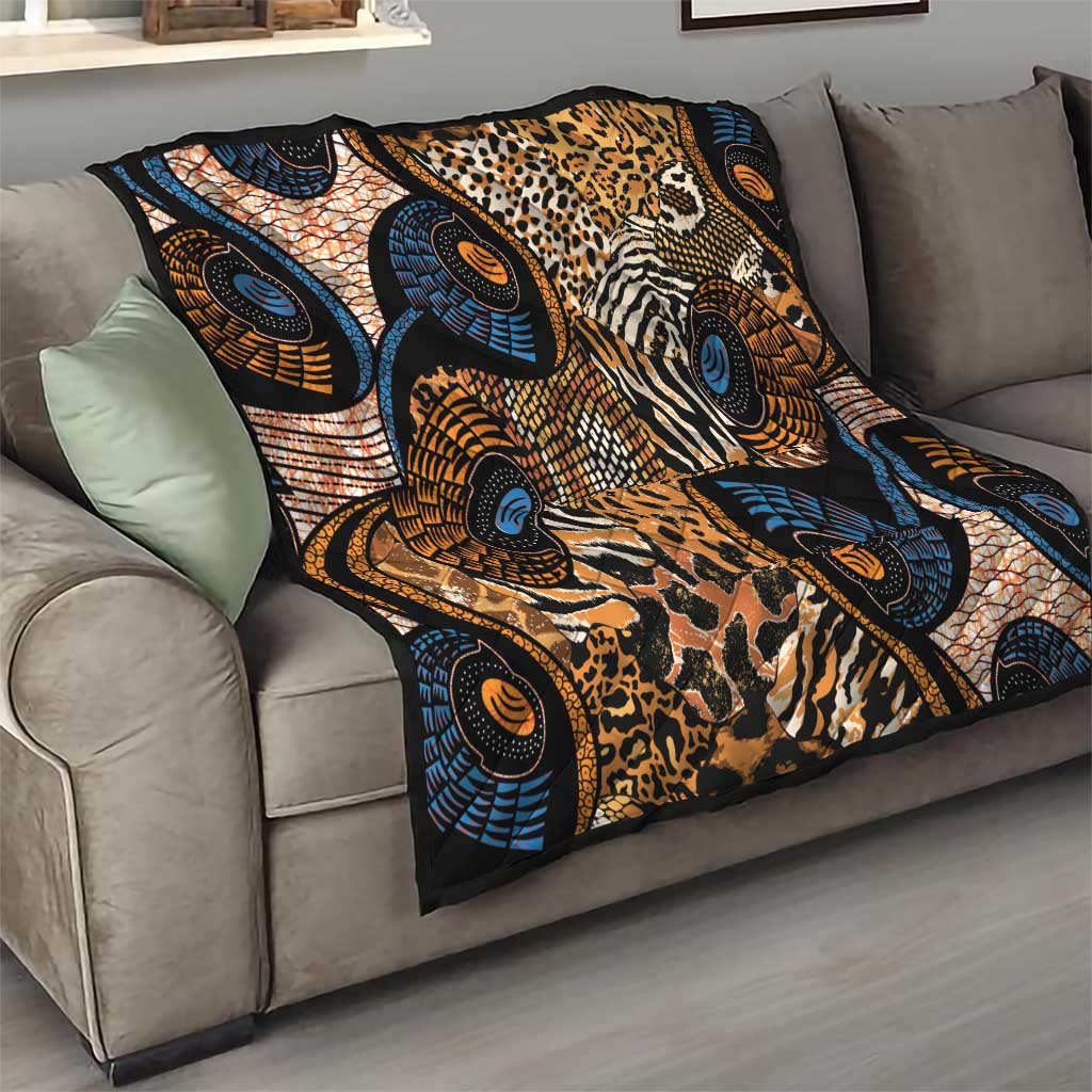 African Ankara Motifs Mixed Animal Skins Quilt - Wonder Print Shop