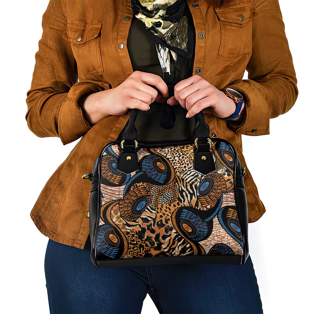African Ankara Motifs Mixed Animal Skins Shoulder Handbag - Wonder Print Shop
