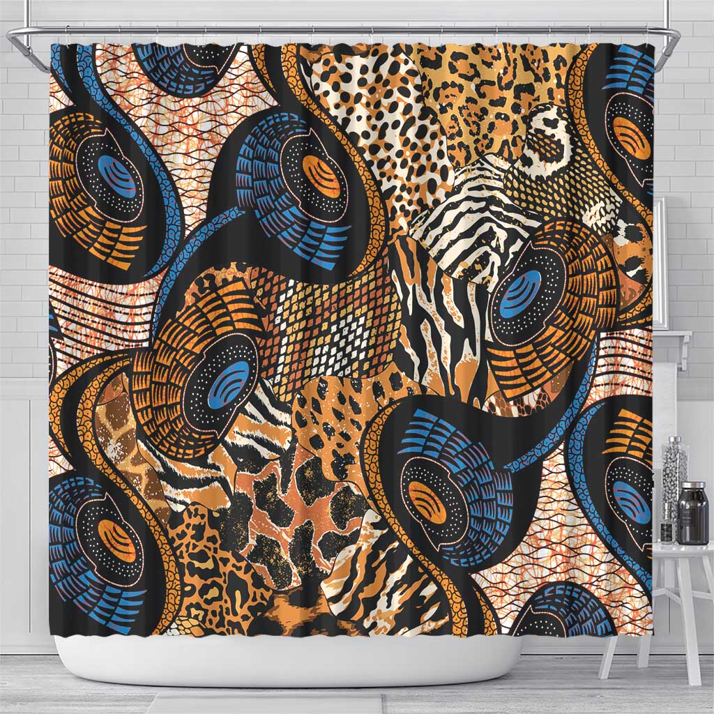 African Ankara Motifs Mixed Animal Skins Shower Curtain - Wonder Print Shop