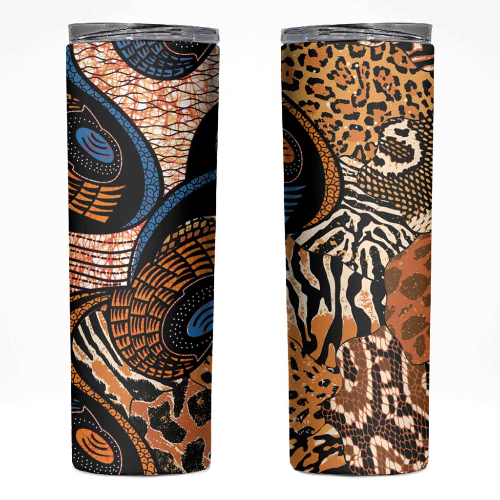 African Ankara Motifs Mixed Animal Skins Skinny Tumbler - Wonder Print Shop