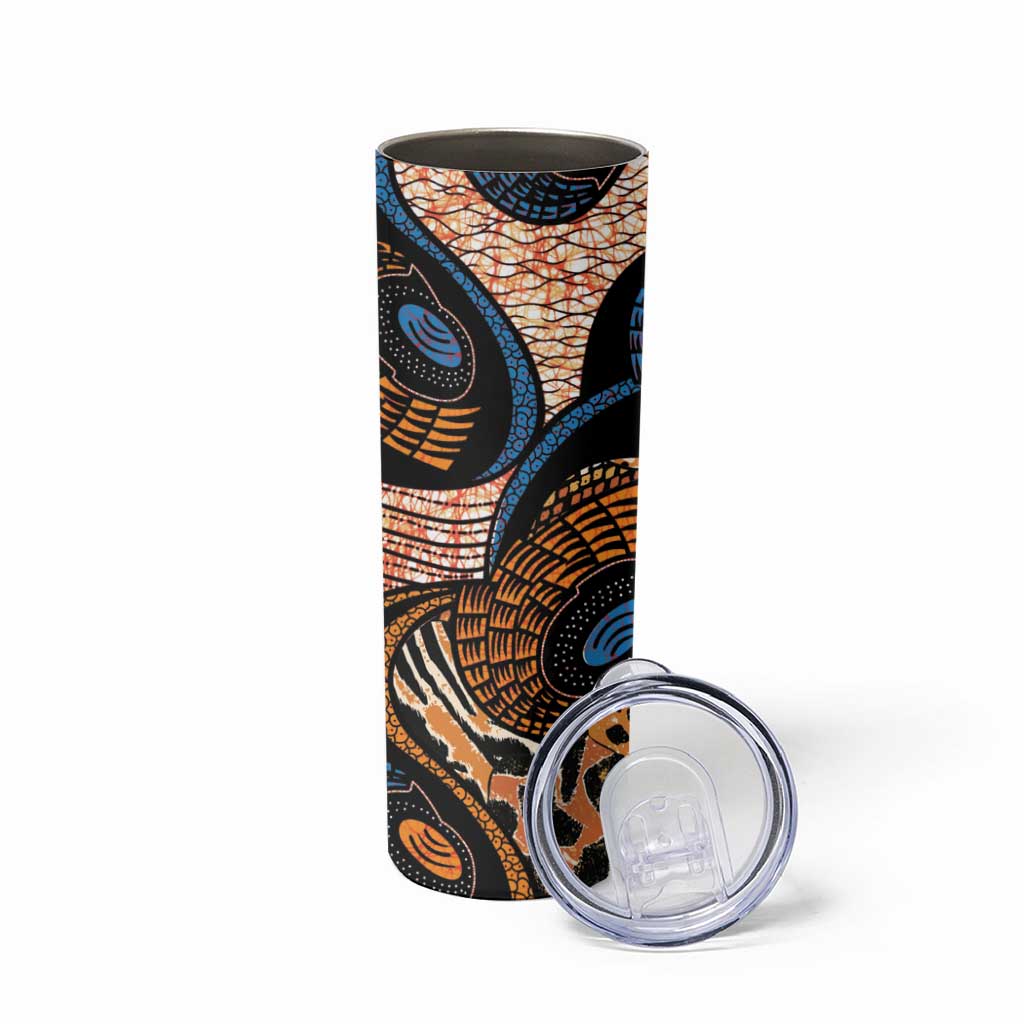 African Ankara Motifs Mixed Animal Skins Skinny Tumbler - Wonder Print Shop