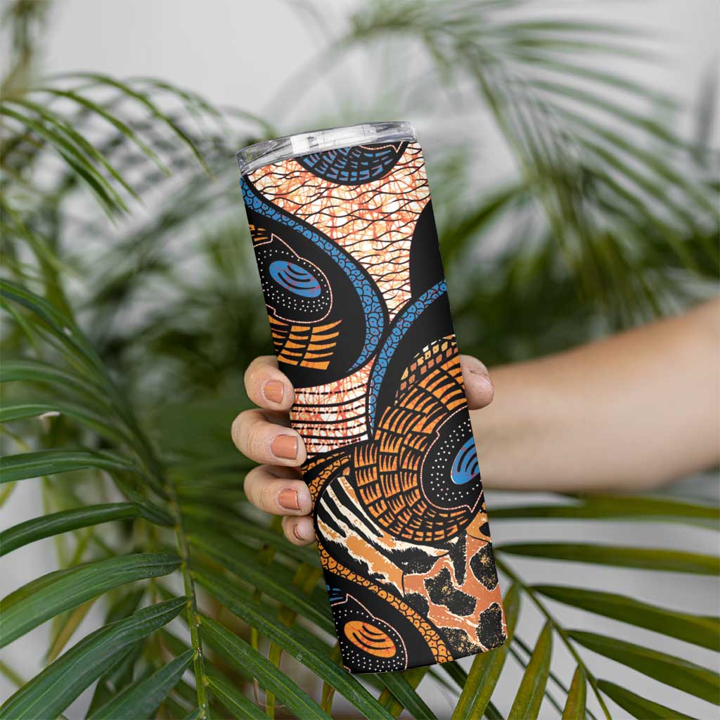 African Ankara Motifs Mixed Animal Skins Skinny Tumbler - Wonder Print Shop