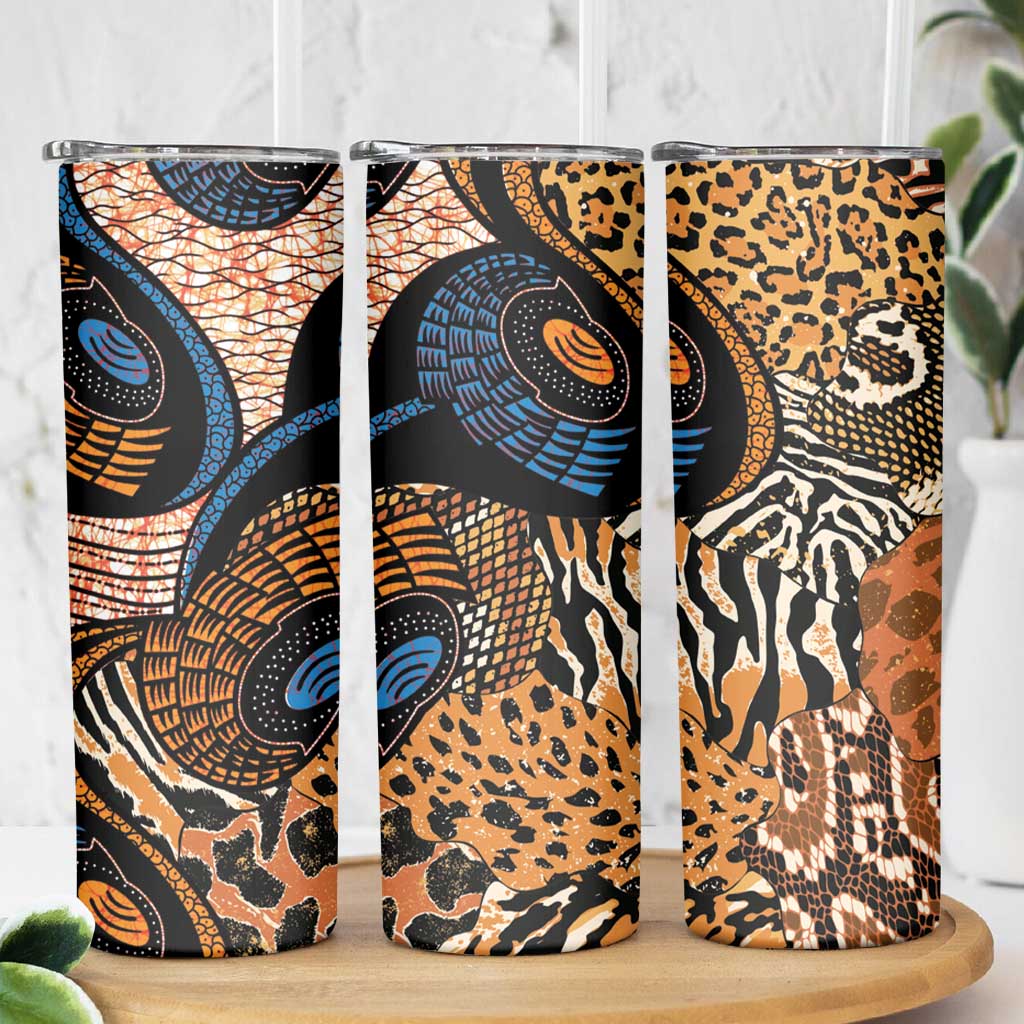 African Ankara Motifs Mixed Animal Skins Skinny Tumbler - Wonder Print Shop