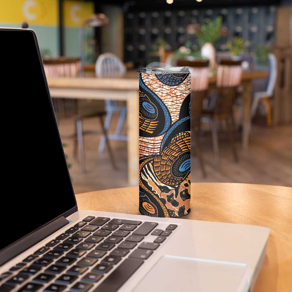African Ankara Motifs Mixed Animal Skins Skinny Tumbler - Wonder Print Shop