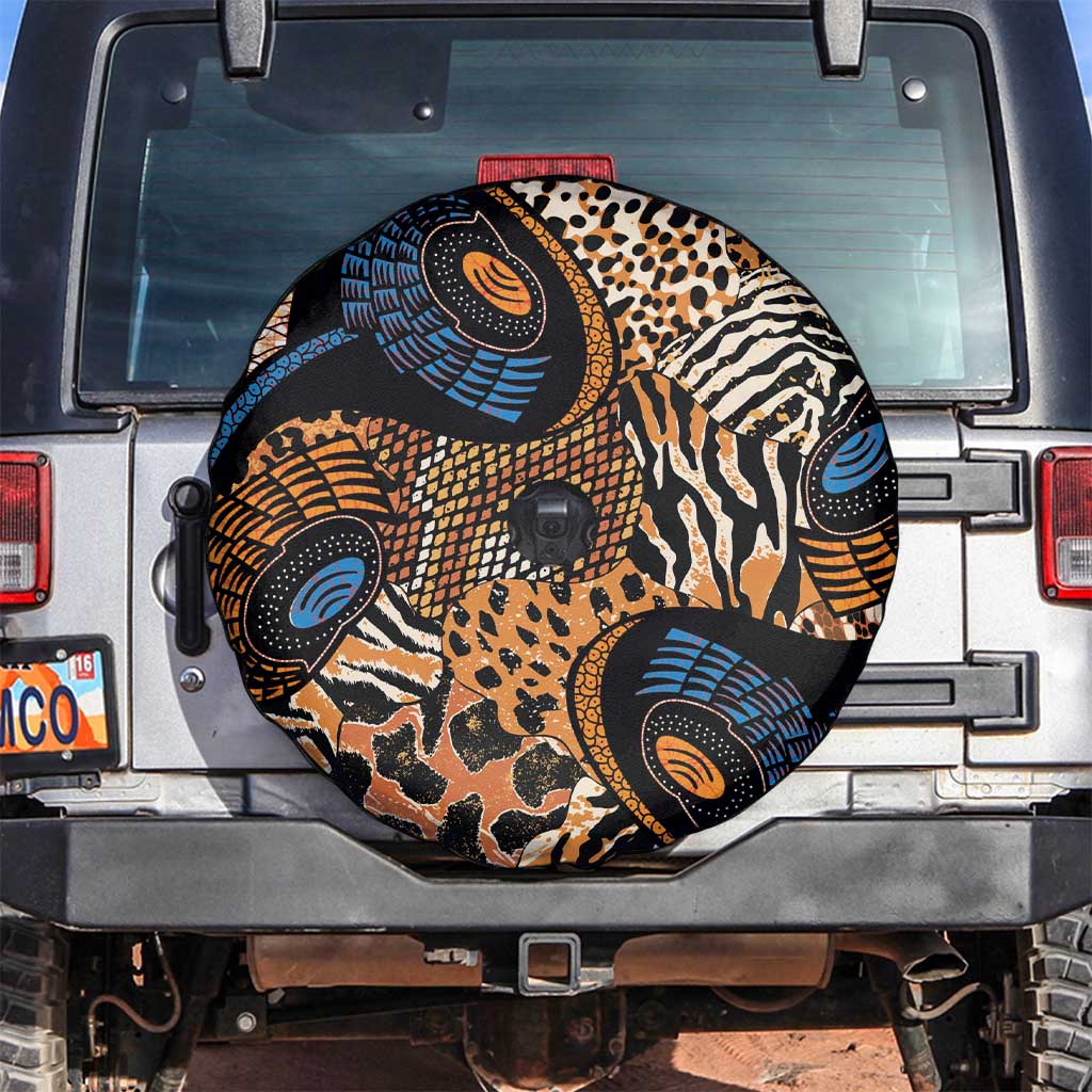 African Ankara Motifs Mixed Animal Skins Spare Tire Cover - Wonder Print Shop