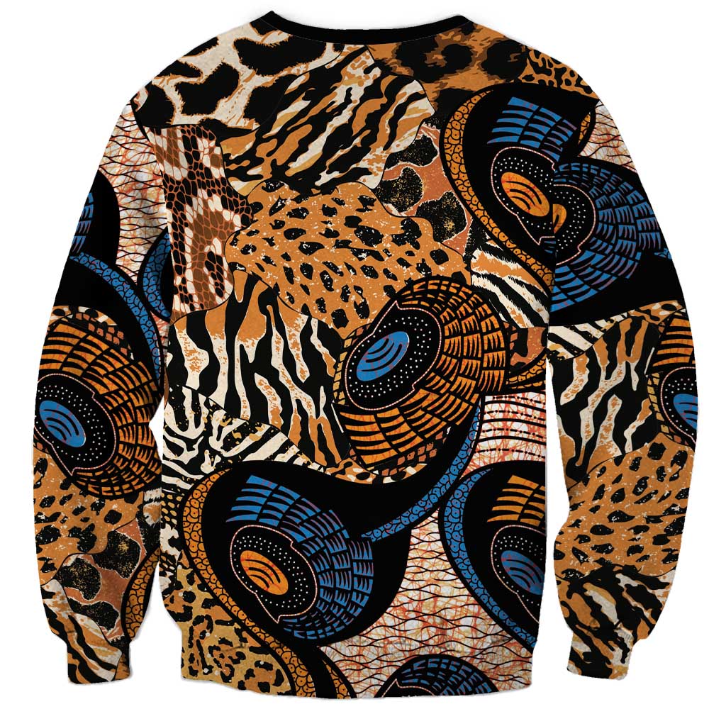 African Ankara Motifs Mixed Animal Skins Sweatshirt - Wonder Print Shop