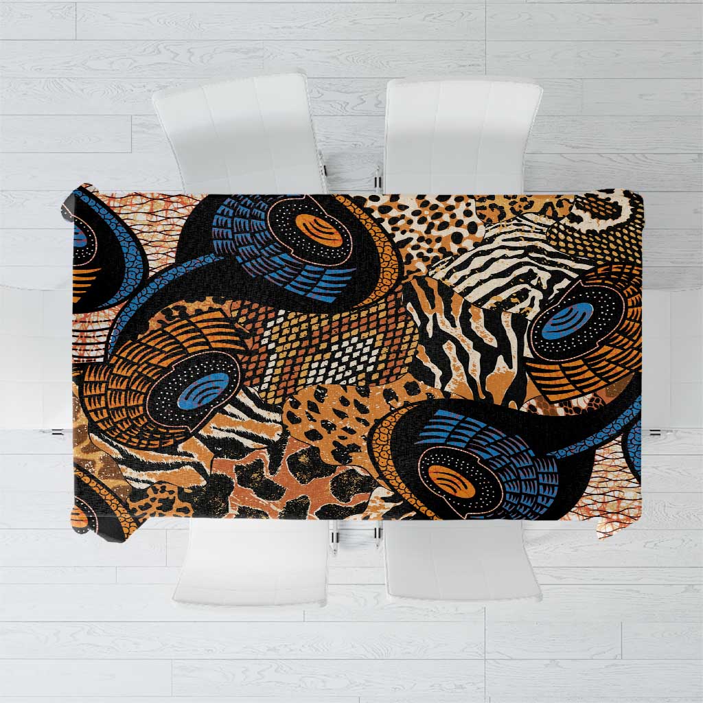 African Ankara Motifs Mixed Animal Skins Tablecloth - Wonder Print Shop