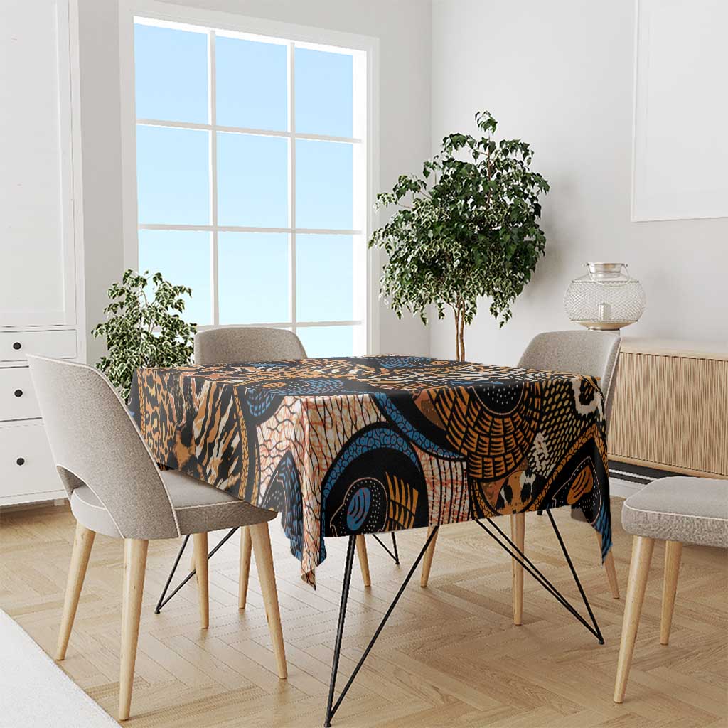 African Ankara Motifs Mixed Animal Skins Tablecloth - Wonder Print Shop