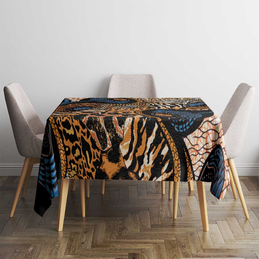 African Ankara Motifs Mixed Animal Skins Tablecloth - Wonder Print Shop