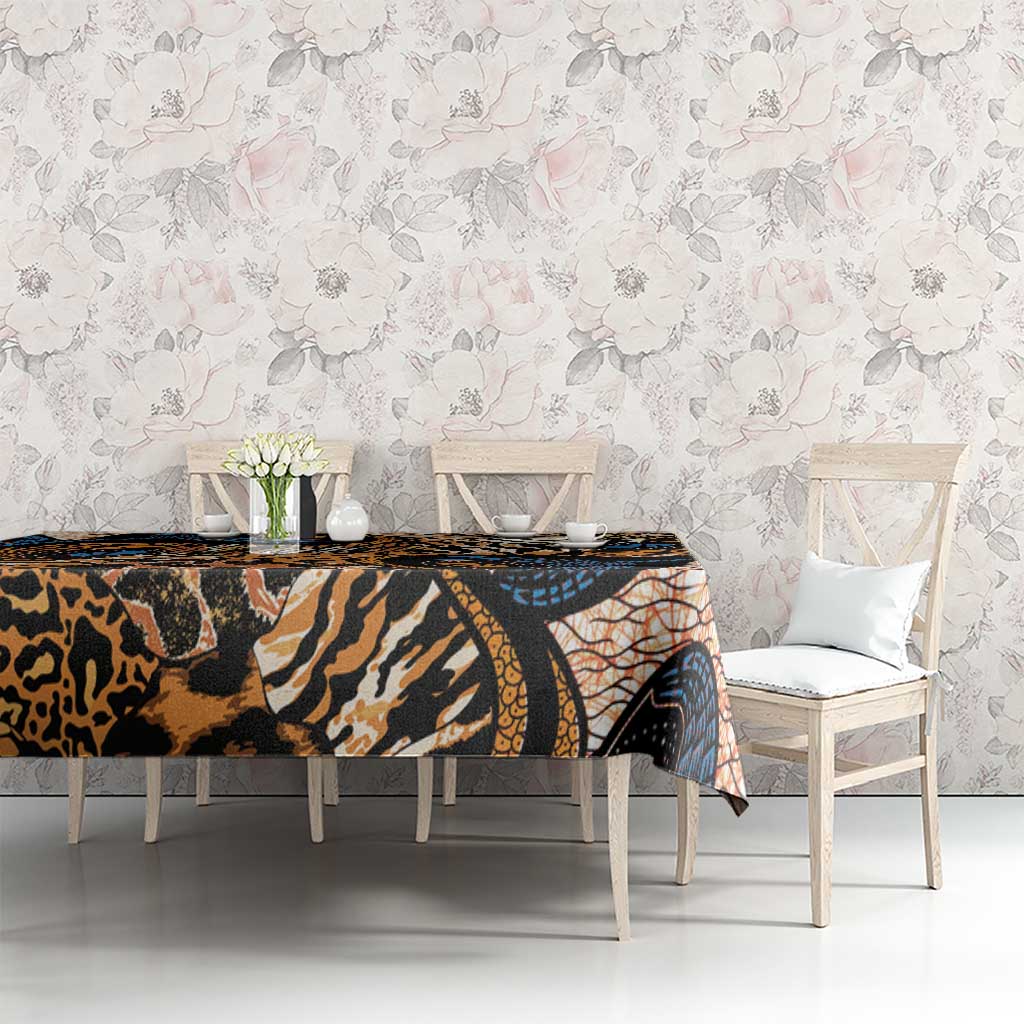 African Ankara Motifs Mixed Animal Skins Tablecloth - Wonder Print Shop