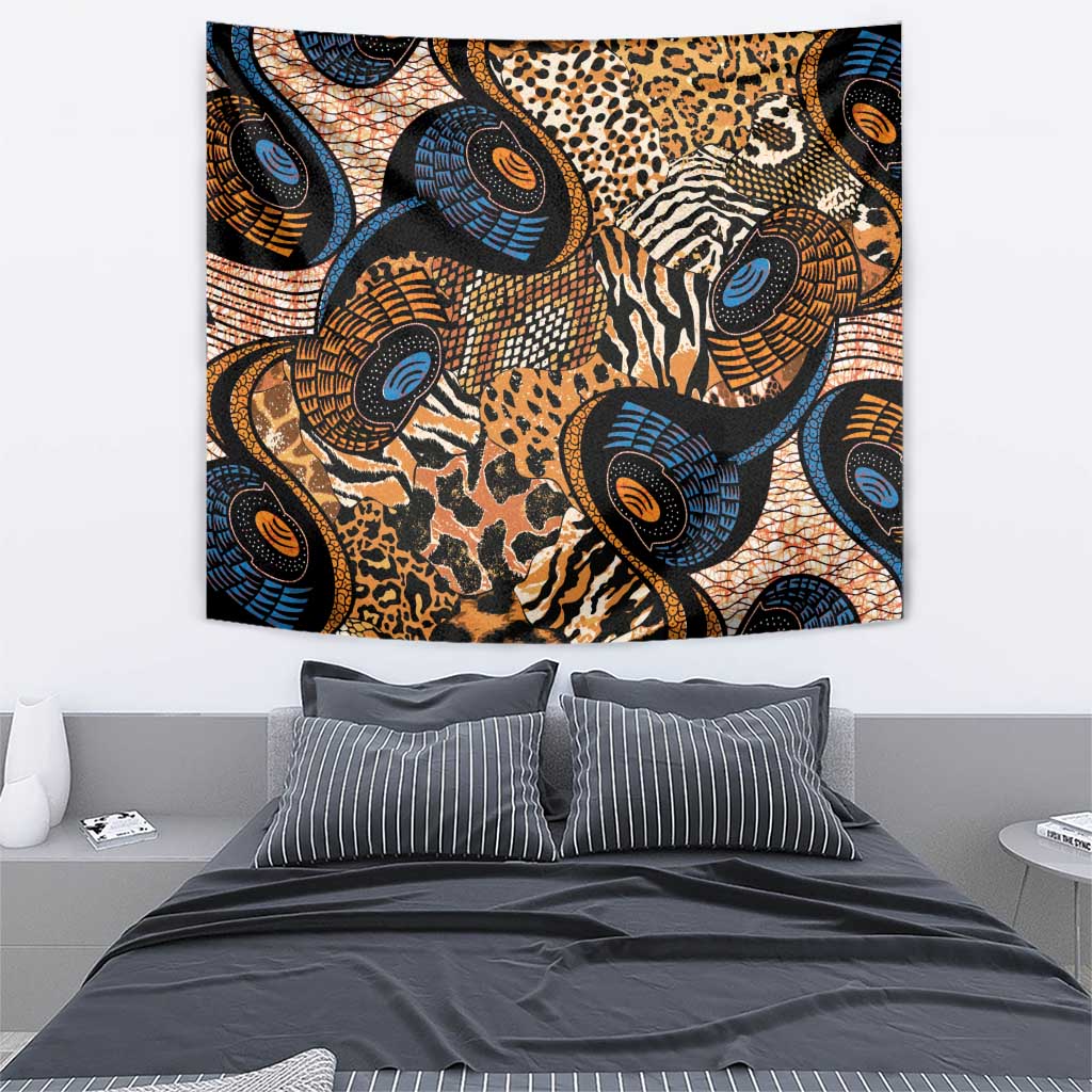 African Ankara Motifs Mixed Animal Skins Tapestry - Wonder Print Shop