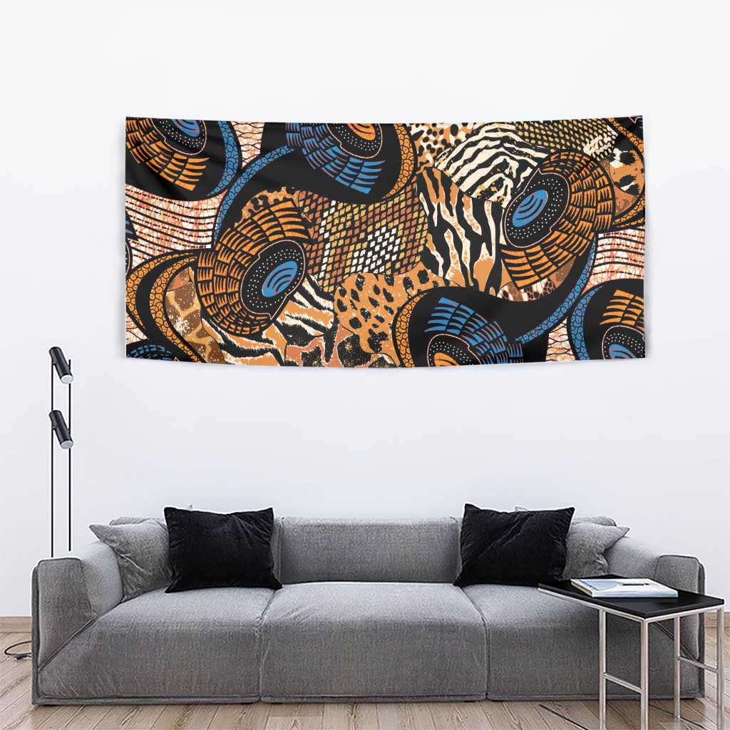 African Ankara Motifs Mixed Animal Skins Tapestry - Wonder Print Shop