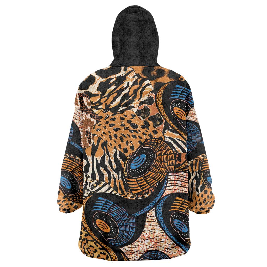 African Ankara Motifs Mixed Animal Skins Wearable Blanket Hoodie - Wonder Print Shop