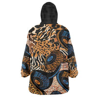 African Ankara Motifs Mixed Animal Skins Wearable Blanket Hoodie - Wonder Print Shop