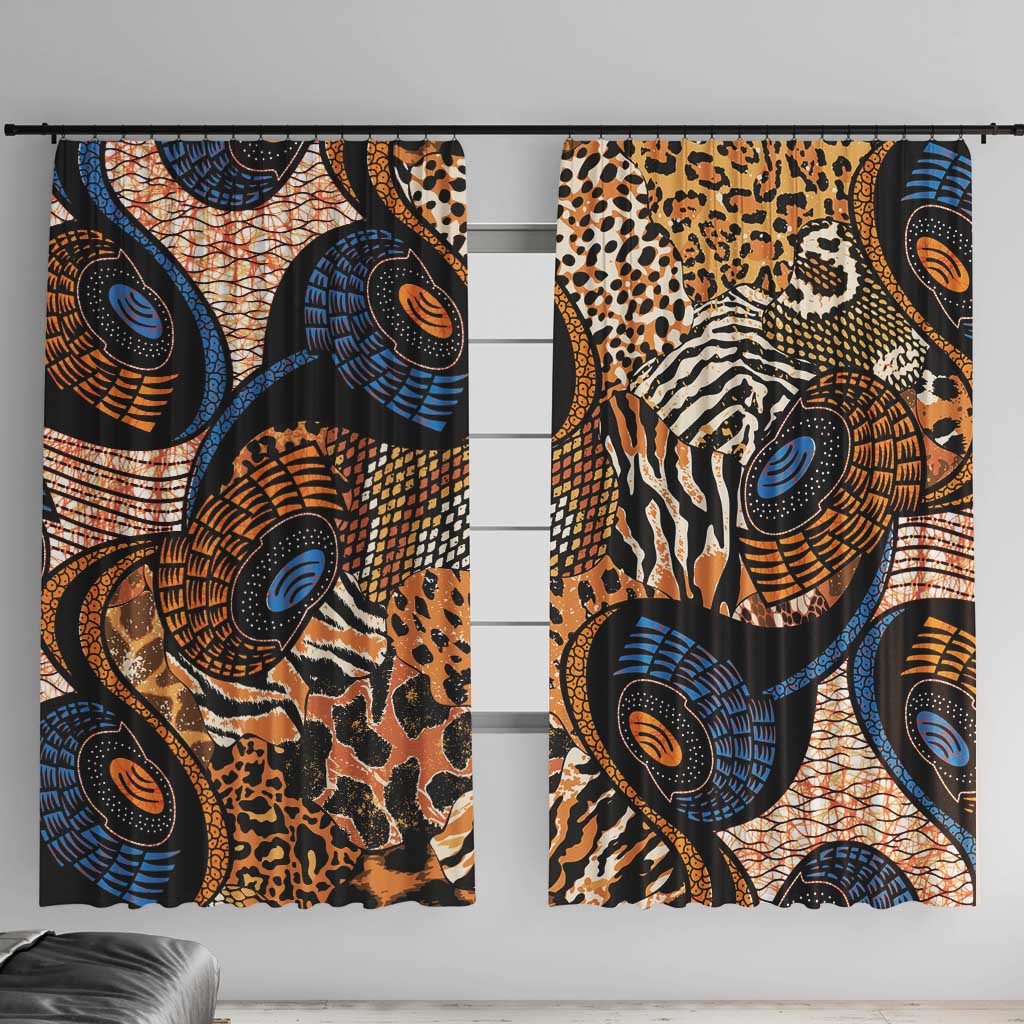 African Ankara Motifs Mixed Animal Skins Window Curtain - Wonder Print Shop