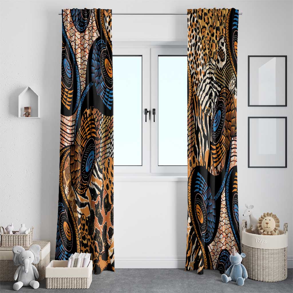 African Ankara Motifs Mixed Animal Skins Window Curtain - Wonder Print Shop