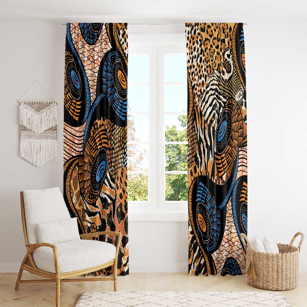 African Ankara Motifs Mixed Animal Skins Window Curtain - Wonder Print Shop