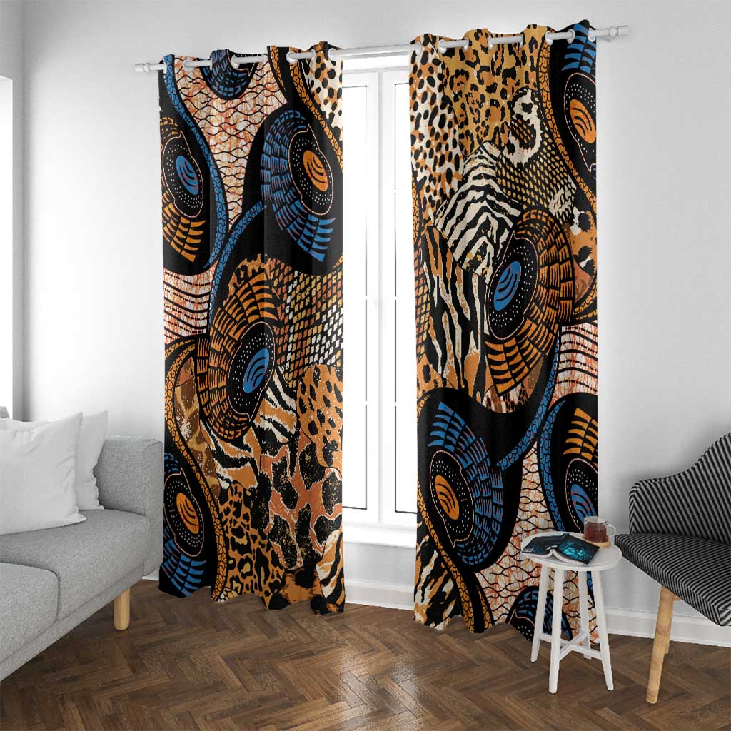 African Ankara Motifs Mixed Animal Skins Window Curtain - Wonder Print Shop