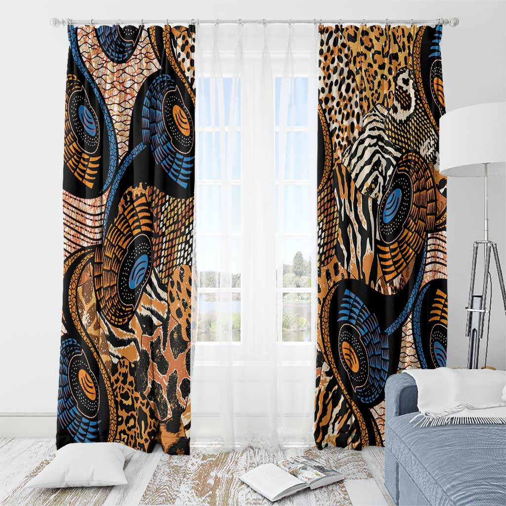 African Ankara Motifs Mixed Animal Skins Window Curtain - Wonder Print Shop