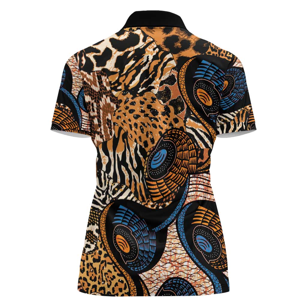 African Ankara Motifs Mixed Animal Skins Women Polo Shirt - Wonder Print Shop