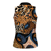 African Ankara Motifs Mixed Animal Skins Women Sleeveless Polo Shirt - Wonder Print Shop