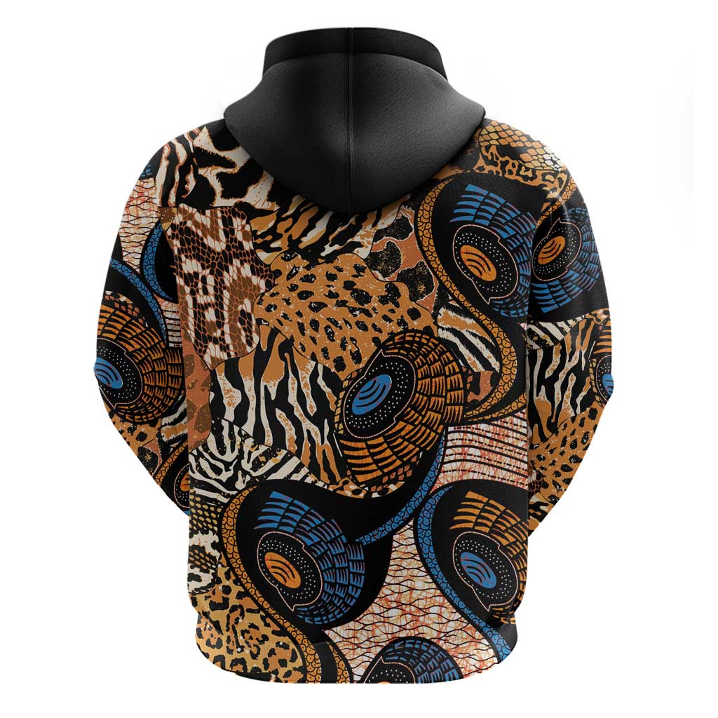African Ankara Motifs Mixed Animal Skins Zip Hoodie - Wonder Print Shop