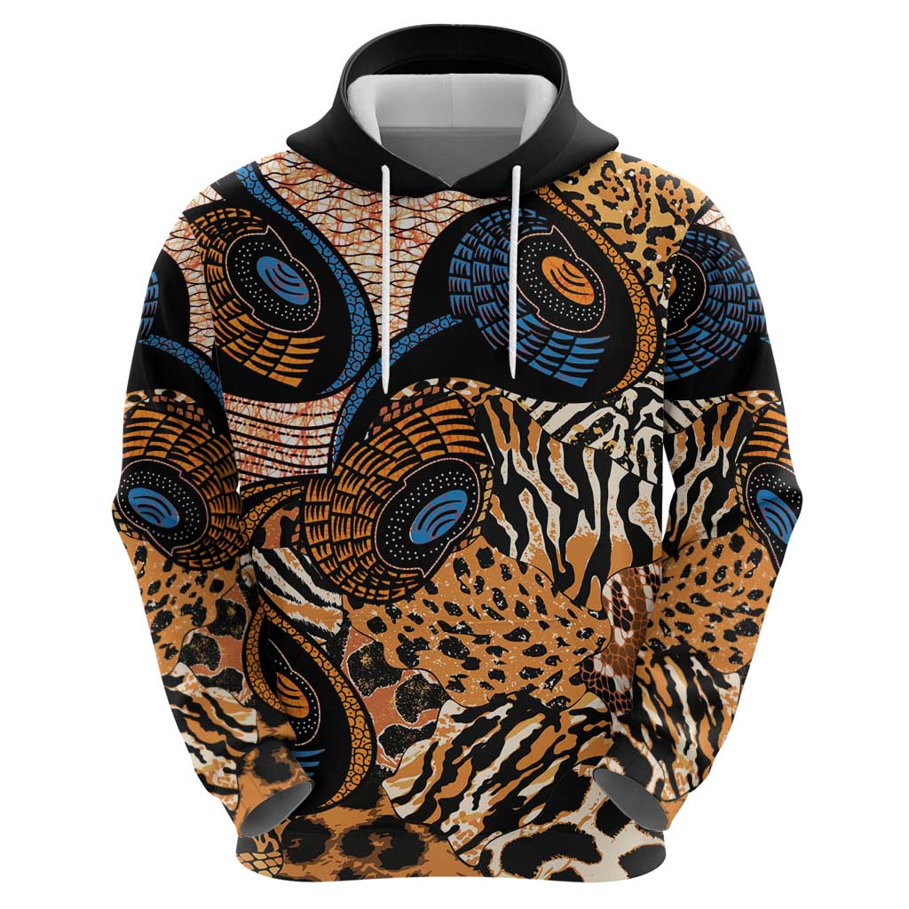 African Ankara Motifs Mixed Animal Skins Zip Hoodie - Wonder Print Shop