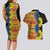 African Ethnic Kitenge Ankara Style Couples Matching Long Sleeve Bodycon Dress and Hawaiian Shirt