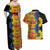 African Ethnic Kitenge Ankara Style Couples Matching Off Shoulder Maxi Dress and Hawaiian Shirt