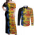 African Ethnic Kitenge Ankara Style Couples Matching Off Shoulder Maxi Dress and Long Sleeve Button Shirt