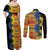 African Ethnic Kitenge Ankara Style Couples Matching Off Shoulder Maxi Dress and Long Sleeve Button Shirt