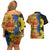 African Ethnic Kitenge Ankara Style Couples Matching Off Shoulder Short Dress and Hawaiian Shirt