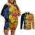 African Ethnic Kitenge Ankara Style Couples Matching Off Shoulder Short Dress and Long Sleeve Button Shirt