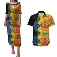 African Ethnic Kitenge Ankara Style Couples Matching Puletasi and Hawaiian Shirt