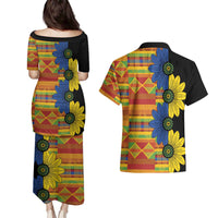 African Ethnic Kitenge Ankara Style Couples Matching Puletasi and Hawaiian Shirt