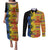 African Ethnic Kitenge Ankara Style Couples Matching Puletasi and Long Sleeve Button Shirt