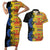 African Ethnic Kitenge Ankara Style Couples Matching Short Sleeve Bodycon Dress and Hawaiian Shirt