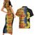 African Ethnic Kitenge Ankara Style Couples Matching Short Sleeve Bodycon Dress and Hawaiian Shirt