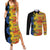 African Ethnic Kitenge Ankara Style Couples Matching Summer Maxi Dress and Long Sleeve Button Shirt