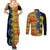 African Ethnic Kitenge Ankara Style Couples Matching Summer Maxi Dress and Long Sleeve Button Shirt