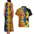 African Ethnic Kitenge Ankara Style Couples Matching Tank Maxi Dress and Hawaiian Shirt