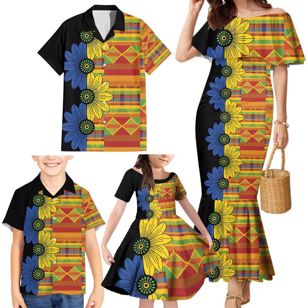 African Ethnic Kitenge Ankara Style Family Matching Mermaid Dress and Hawaiian Shirt LT9 - Wonder Print Shop
