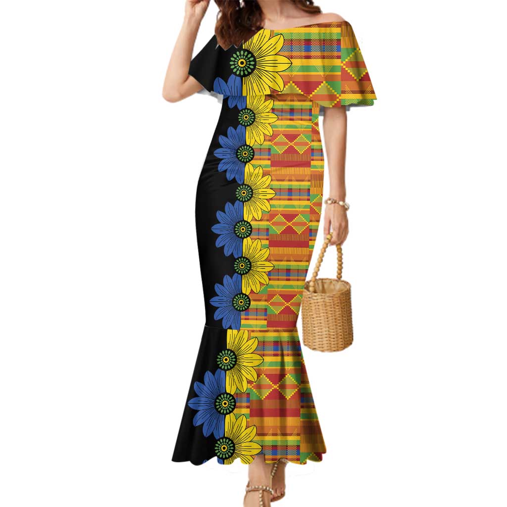 African Ethnic Kitenge Ankara Style Family Matching Mermaid Dress and Hawaiian Shirt LT9 - Wonder Print Shop