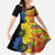 African Ethnic Kitenge Ankara Style Family Matching Off The Shoulder Long Sleeve Dress and Hawaiian Shirt