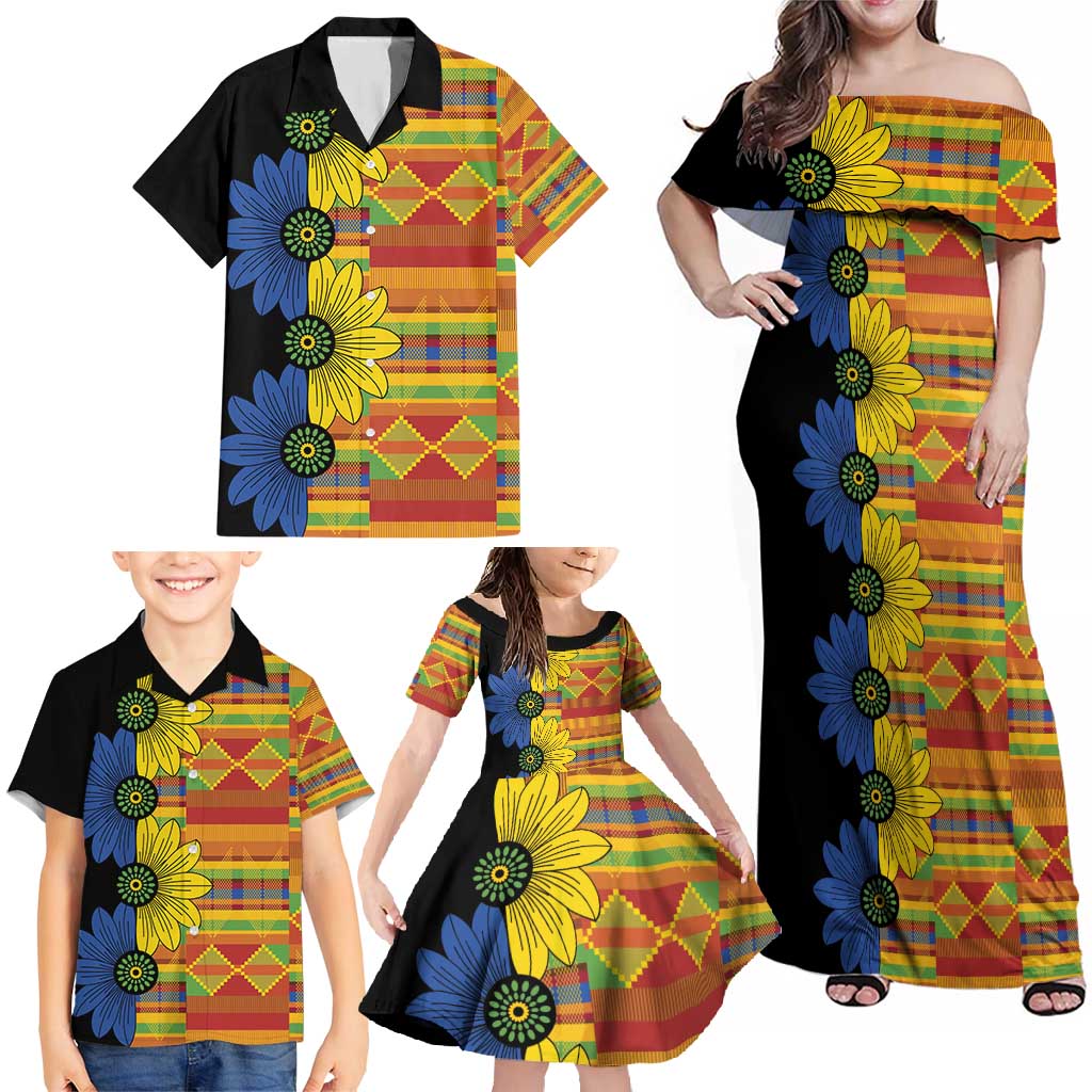 African Ethnic Kitenge Ankara Style Family Matching Off Shoulder Maxi Dress and Hawaiian Shirt LT9 - Wonder Print Shop