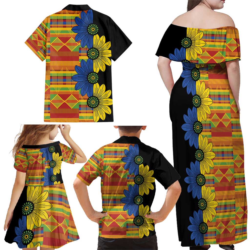 African Ethnic Kitenge Ankara Style Family Matching Off Shoulder Maxi Dress and Hawaiian Shirt LT9 - Wonder Print Shop