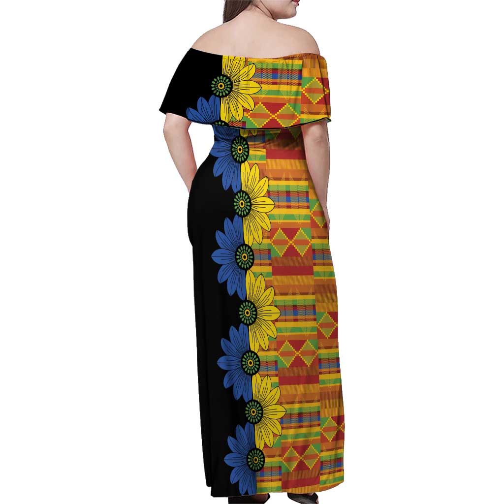 African Ethnic Kitenge Ankara Style Family Matching Off Shoulder Maxi Dress and Hawaiian Shirt LT9 - Wonder Print Shop