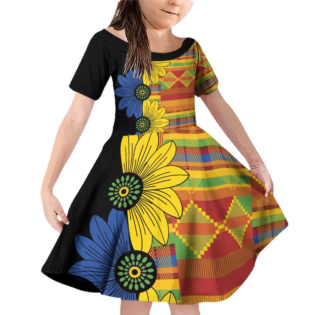 African Ethnic Kitenge Ankara Style Family Matching Off Shoulder Short Dress and Hawaiian Shirt LT9 - Wonder Print Shop